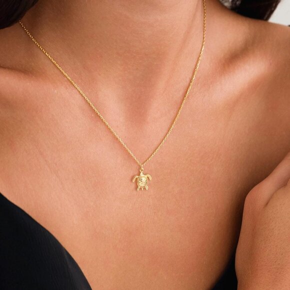 ⚡Golden Necklace Dragon Dragonfly Turtle Snake Pendant Simple Cute Trendy Plated - Picture 4 of 6